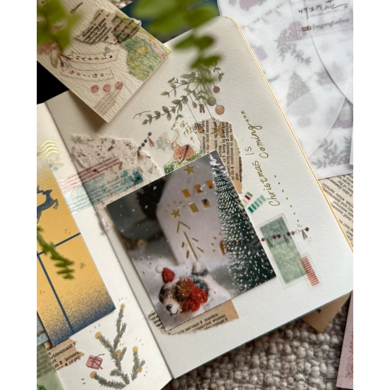 竹工凡花 森林裡的聖誕派對 轉印貼紙包 手帳貼紙 聖誕貼紙【立夏手帳生活】-細節圖5