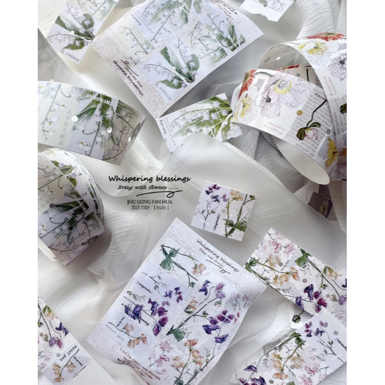 竹工凡花 夏季的呢喃祝福 標籤貼紙 香豌豆/冰島罌粟/鈴蘭 手帳貼紙 迷你貼紙 標籤機貼紙【立夏手帳生活】-細節圖3