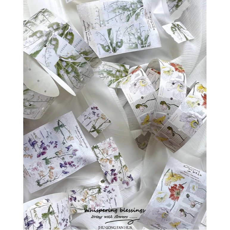 竹工凡花 夏季的呢喃祝福 標籤貼紙 香豌豆/冰島罌粟/鈴蘭 手帳貼紙 迷你貼紙 標籤機貼紙【立夏手帳生活】-細節圖4