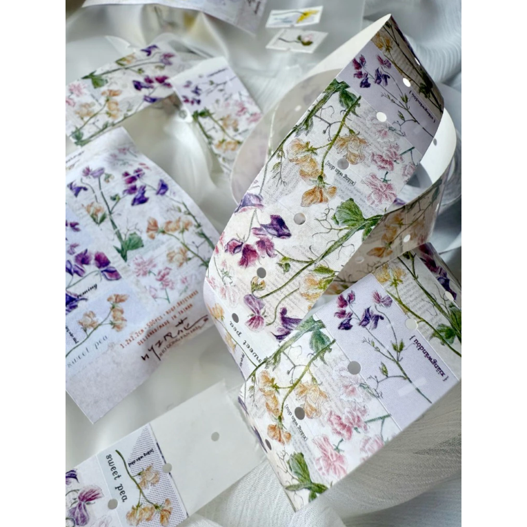 竹工凡花 夏季的呢喃祝福 標籤貼紙 香豌豆/冰島罌粟/鈴蘭 手帳貼紙 迷你貼紙 標籤機貼紙【立夏手帳生活】-細節圖7