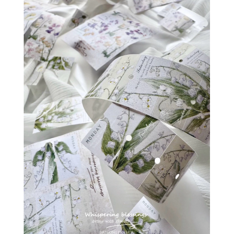 竹工凡花 夏季的呢喃祝福 標籤貼紙 香豌豆/冰島罌粟/鈴蘭 手帳貼紙 迷你貼紙 標籤機貼紙【立夏手帳生活】-規格圖7