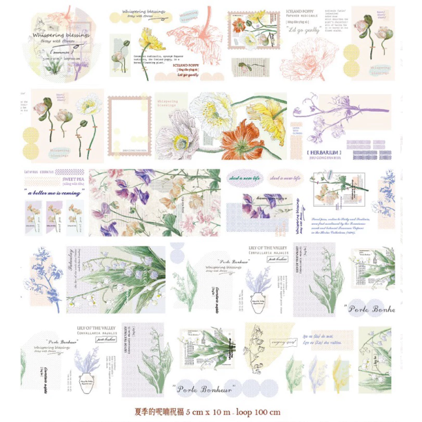 竹工凡花 夏季的呢喃祝福  霧面PET 膠帶【立夏手帳生活】-細節圖6