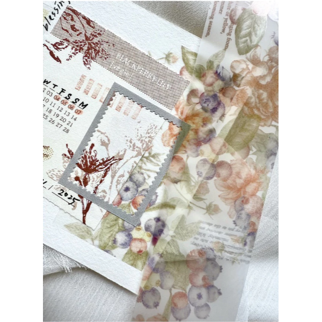 竹工凡花 晨暮花園-藍莓牡丹 霧面PET 膠帶【立夏手帳生活】-細節圖3