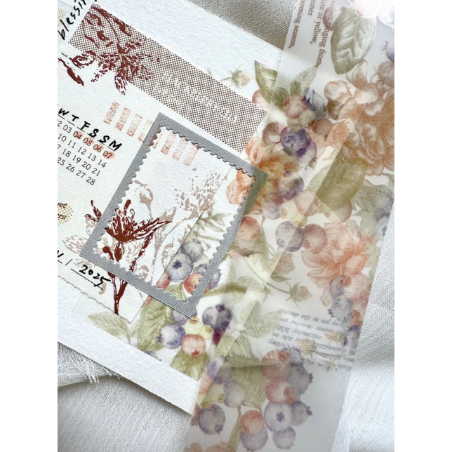 竹工凡花 晨暮花園-藍莓牡丹 霧面PET 膠帶【立夏手帳生活】-細節圖4