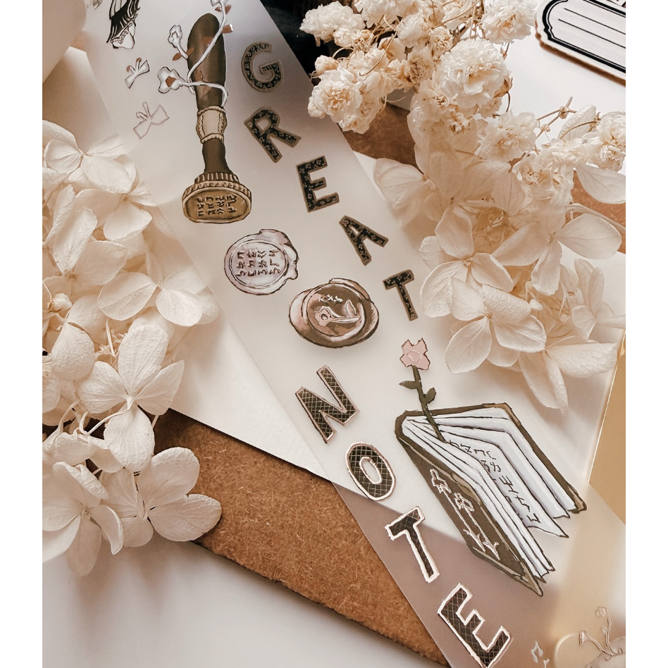 【文具小集】何包蛋 女孩文具日 4.5cm燙古銅金PET膠帶 misshoegg【立夏手帳生活】-細節圖2