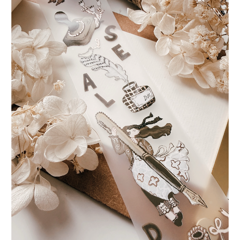 【文具小集】何包蛋 女孩文具日 4.5cm燙古銅金PET膠帶 misshoegg【立夏手帳生活】-細節圖3