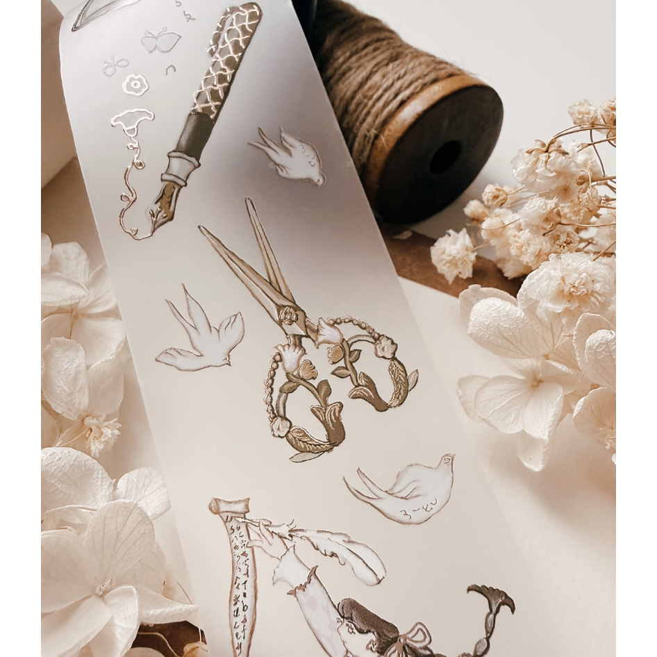 【文具小集】何包蛋 女孩文具日 4.5cm燙古銅金PET膠帶 misshoegg【立夏手帳生活】-細節圖4