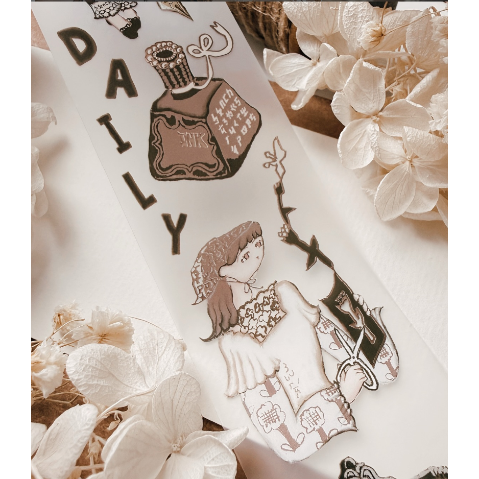 【文具小集】何包蛋 女孩文具日 4.5cm燙古銅金PET膠帶 misshoegg【立夏手帳生活】-細節圖6