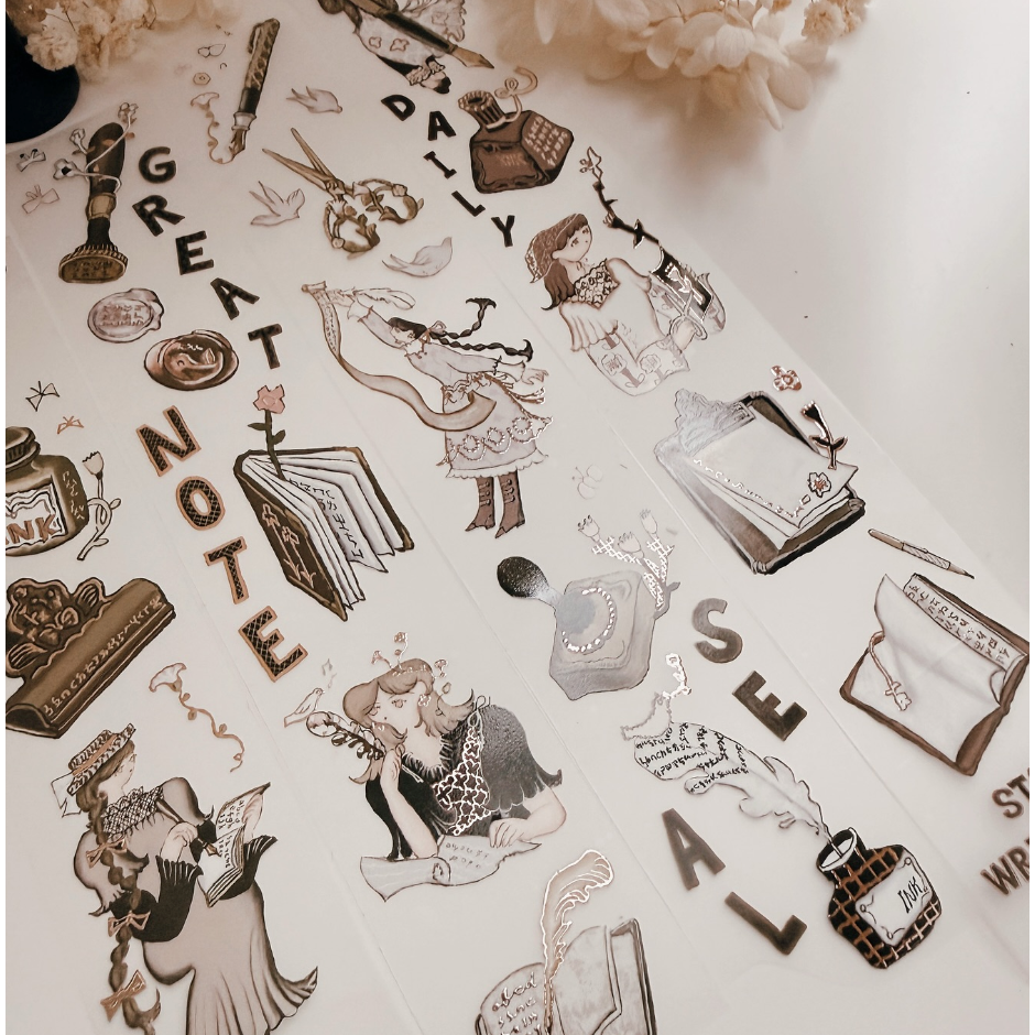 【文具小集】何包蛋 女孩文具日 4.5cm燙古銅金PET膠帶 misshoegg【立夏手帳生活】-細節圖8