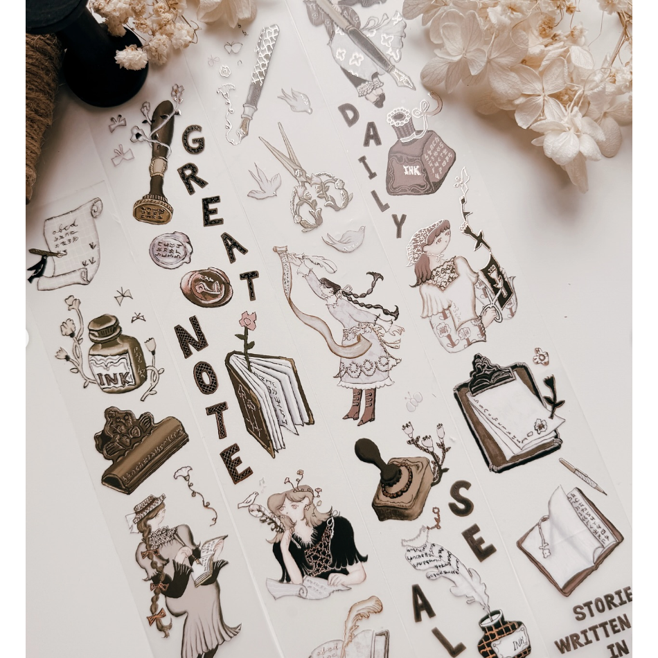 【文具小集】何包蛋 女孩文具日 4.5cm燙古銅金PET膠帶 misshoegg【立夏手帳生活】-細節圖9