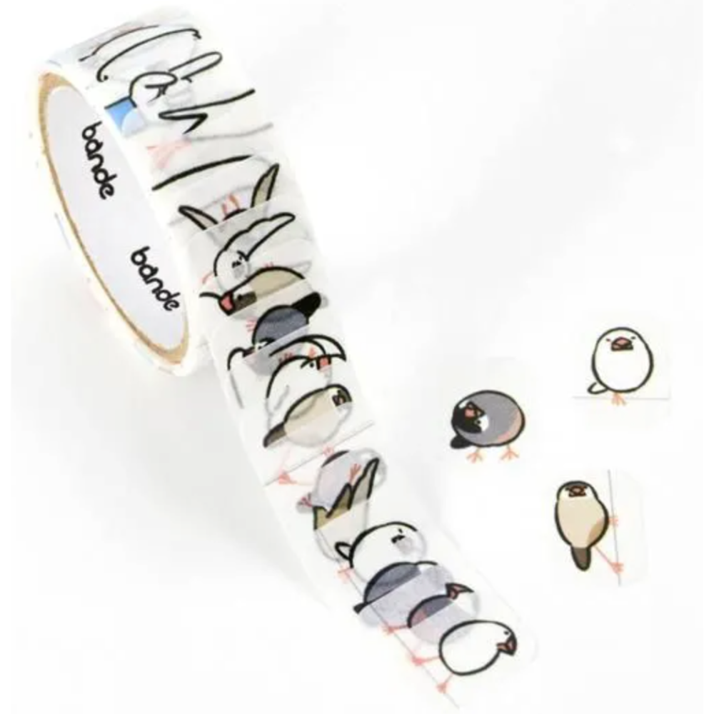 【2款】Bande「滿滿的文鳥/滿滿的貓咪」軋型貼紙卷 日本原裝【立夏手帳生活】-細節圖4