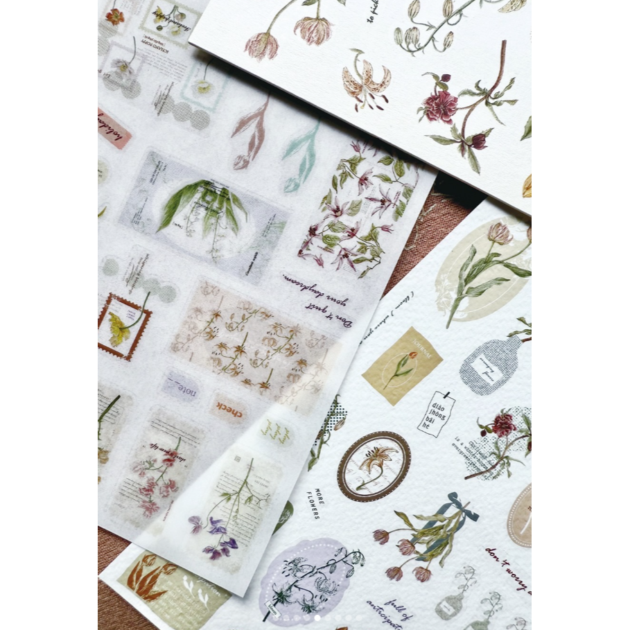 竹工凡花 冬季的呢喃祝福轉印貼紙包 花的姿態 / 花的細語 / 印花書籤 共三款 手帳貼紙【立夏手帳生活】-細節圖3