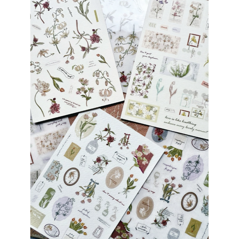 竹工凡花 冬季的呢喃祝福轉印貼紙包 花的姿態 / 花的細語 / 印花書籤 共三款 手帳貼紙【立夏手帳生活】-細節圖7