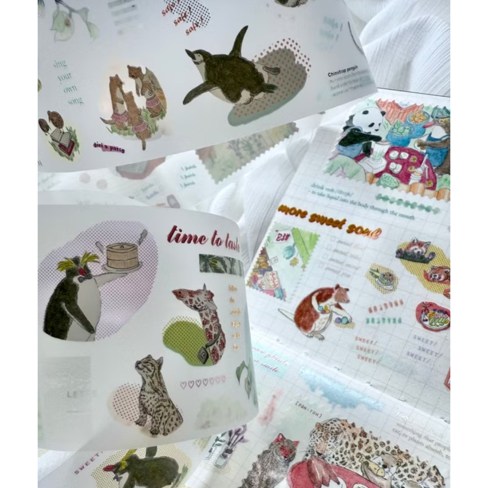竹工凡花膠帶分裝 呢喃祝福memo 春季呢喃 夏季呢喃 秋季呢喃祝福 跟著動物逗熱鬧【立夏手帳生活】-細節圖3