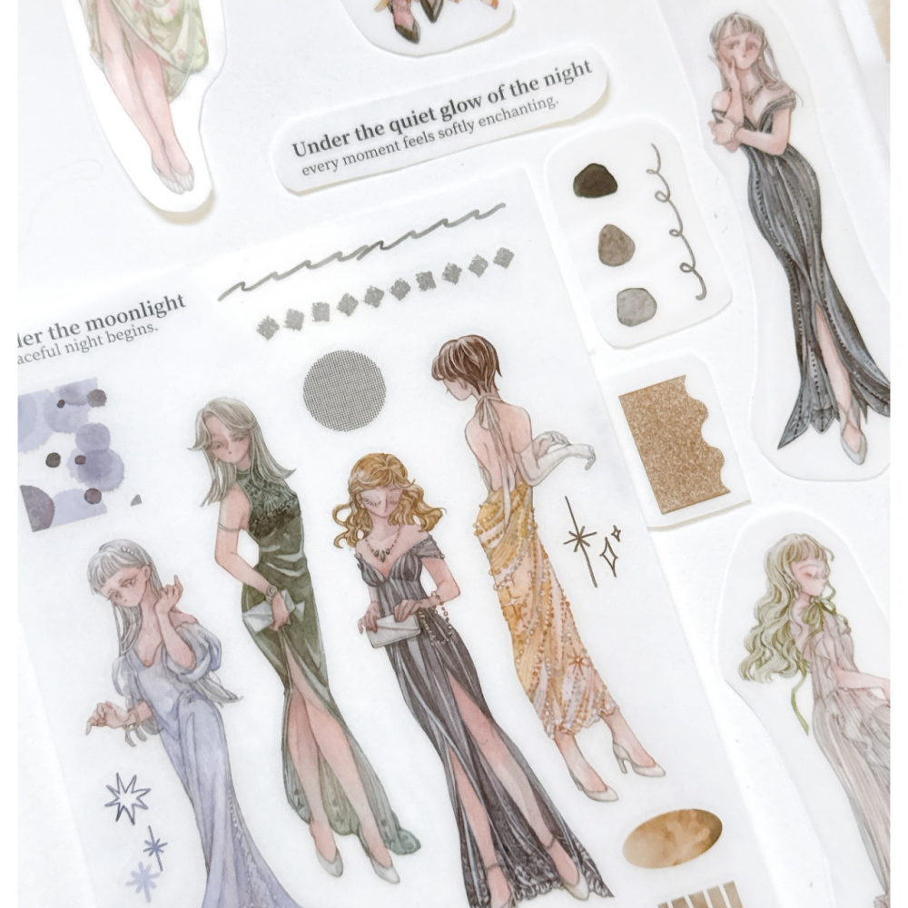【2款】Pei Pei Studio「心緒日著/月光晚宴」轉印貼紙組【立夏手帳生活】-細節圖4