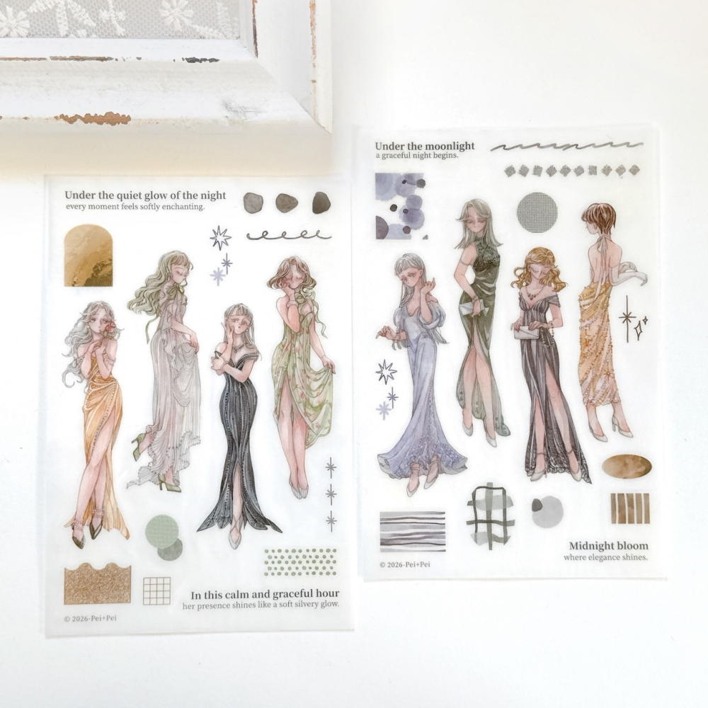 【2款】Pei Pei Studio「心緒日著/月光晚宴」轉印貼紙組【立夏手帳生活】-細節圖7