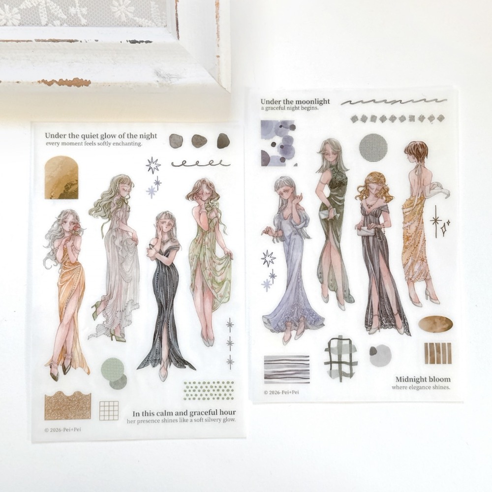 【2款】Pei Pei Studio「心緒日著/月光晚宴」轉印貼紙組【立夏手帳生活】-規格圖7