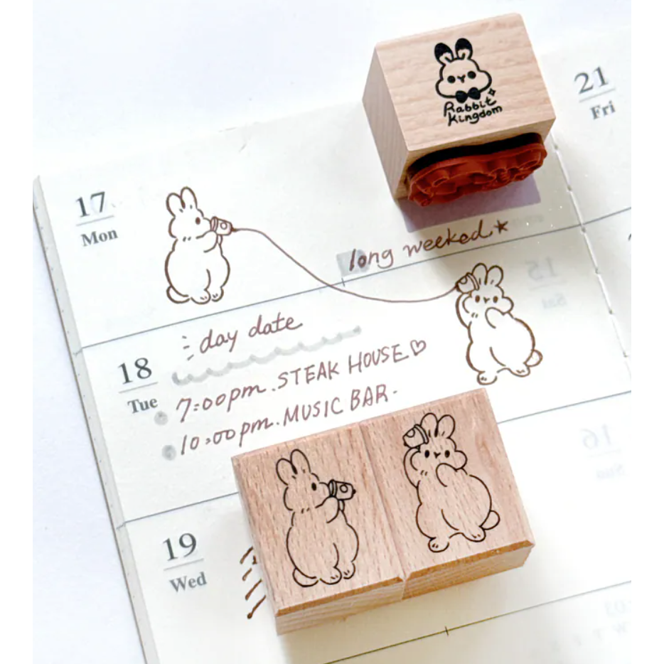 【共2款】Pei Pei Studio 小兔手帳印章「傳聲筒/爬梯」天然櫸木印章【立夏手帳生活】-細節圖2