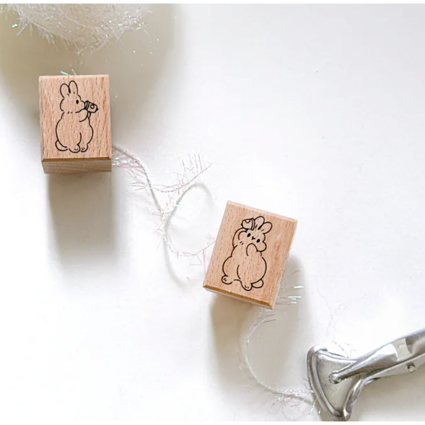 【共2款】Pei Pei Studio 小兔手帳印章「傳聲筒/爬梯」天然櫸木印章【立夏手帳生活】-細節圖3