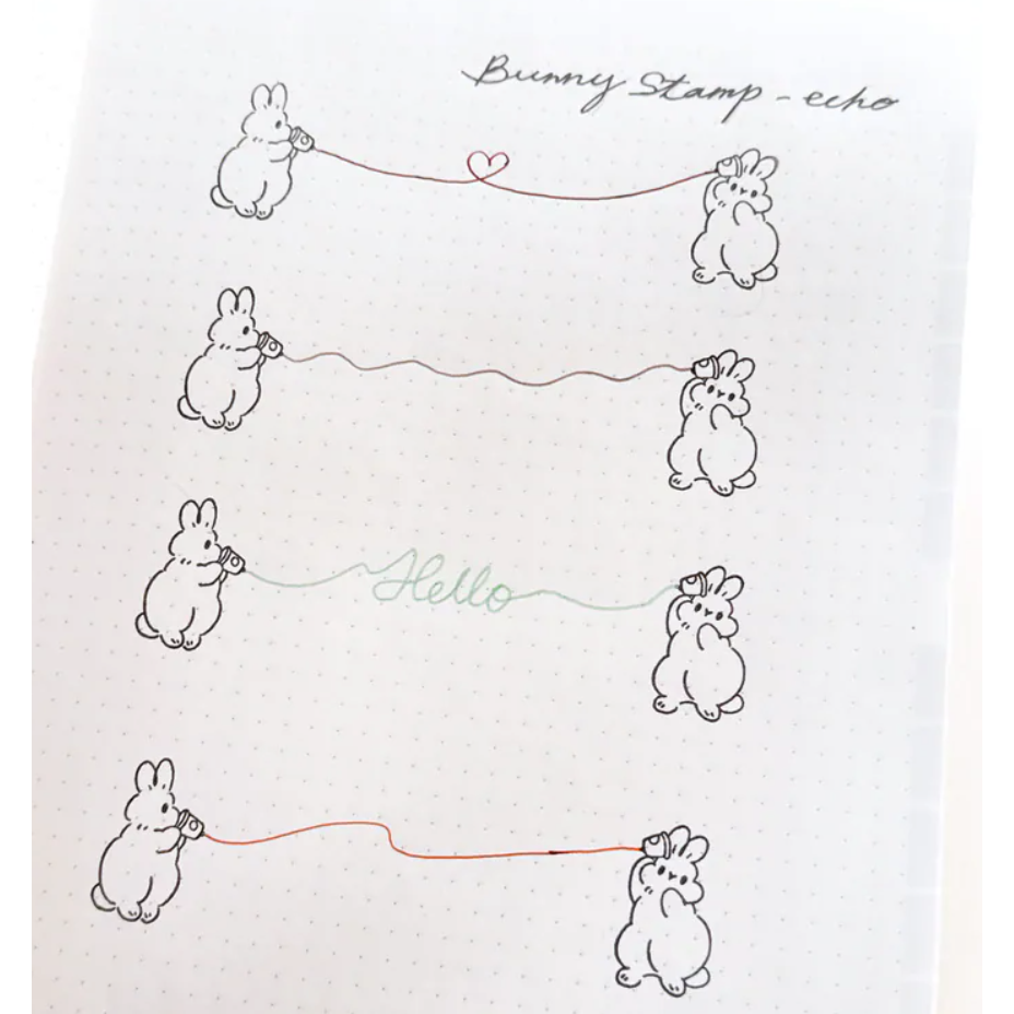 【共2款】Pei Pei Studio 小兔手帳印章「傳聲筒/爬梯」天然櫸木印章【立夏手帳生活】-細節圖4