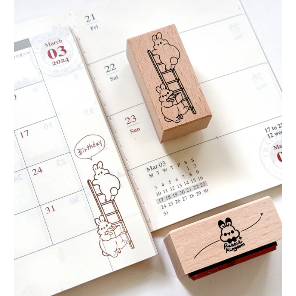 【共2款】Pei Pei Studio 小兔手帳印章「傳聲筒/爬梯」天然櫸木印章【立夏手帳生活】-規格圖7
