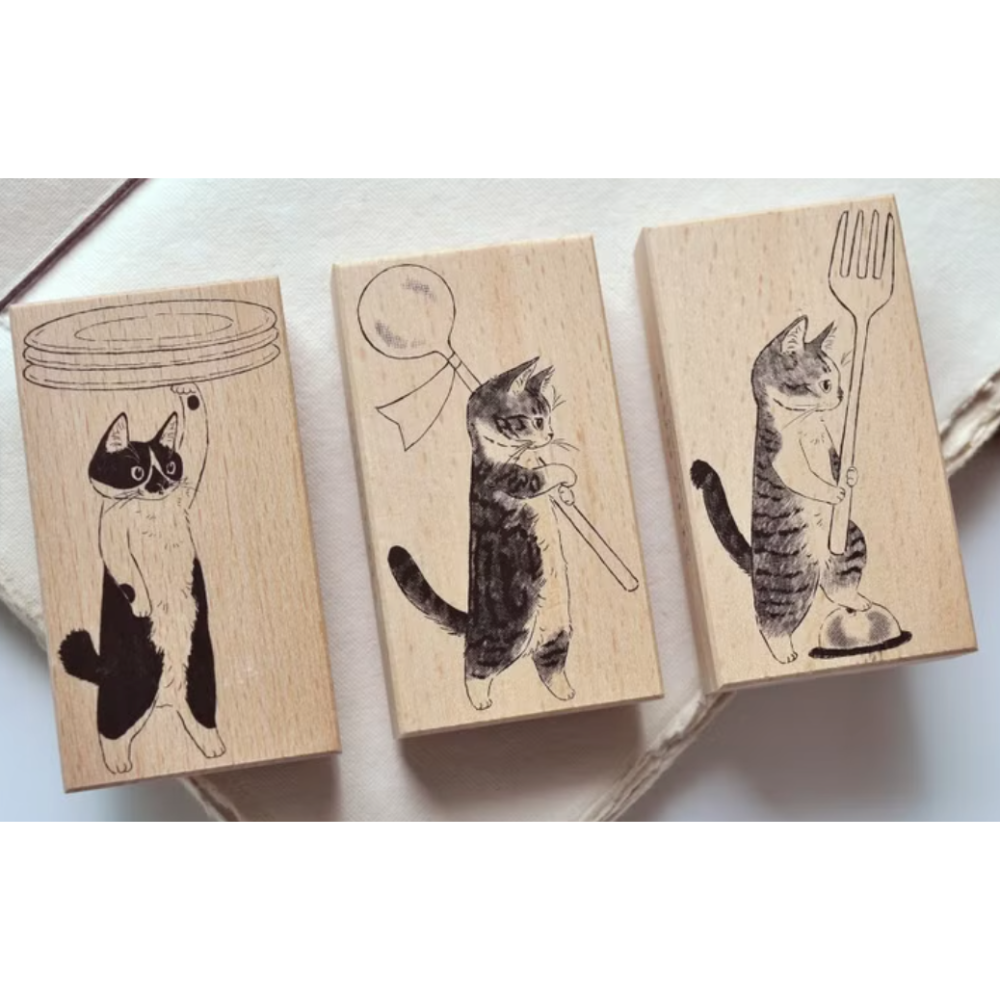 【3款】補補貓・大衛煮愛「803貪吃小隊」貓咪櫸木印章【立夏手帳生活】-細節圖6