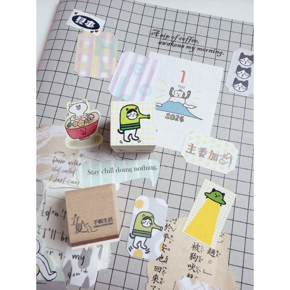 【印章&標籤卷】Daily Sam「塗鴉山姆」標籤貼紙卷 彩色木頭印章 文具小集新款【立夏手帳生活】-細節圖3