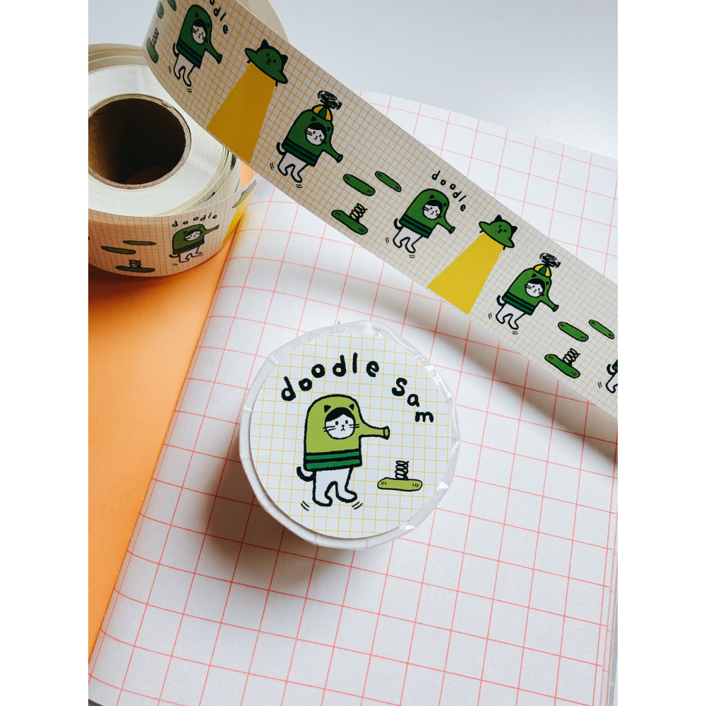 【印章&標籤卷】Daily Sam「塗鴉山姆」標籤貼紙卷 彩色木頭印章 文具小集新款【立夏手帳生活】-細節圖4