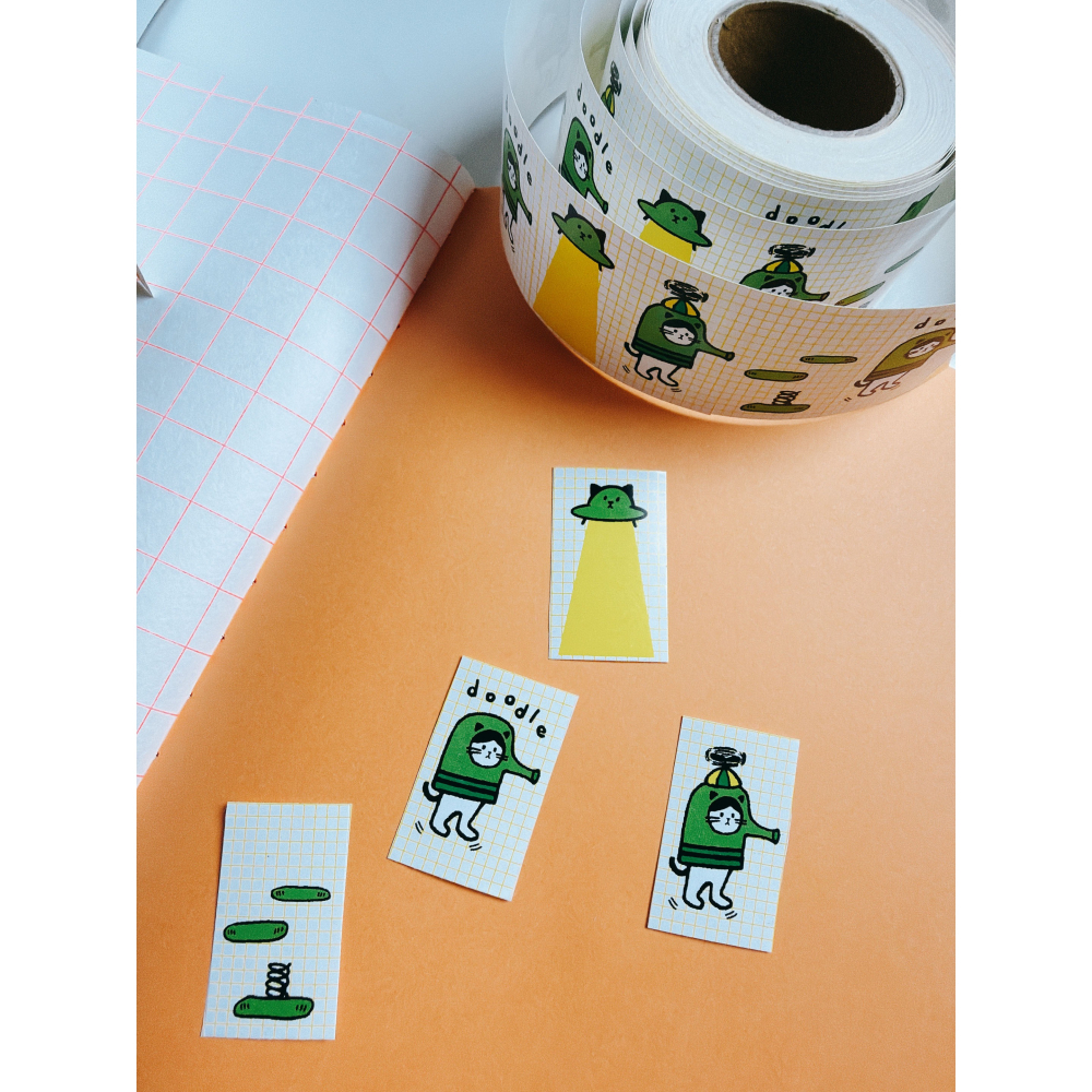 【印章&標籤卷】Daily Sam「塗鴉山姆」標籤貼紙卷 彩色木頭印章 文具小集新款【立夏手帳生活】-細節圖6