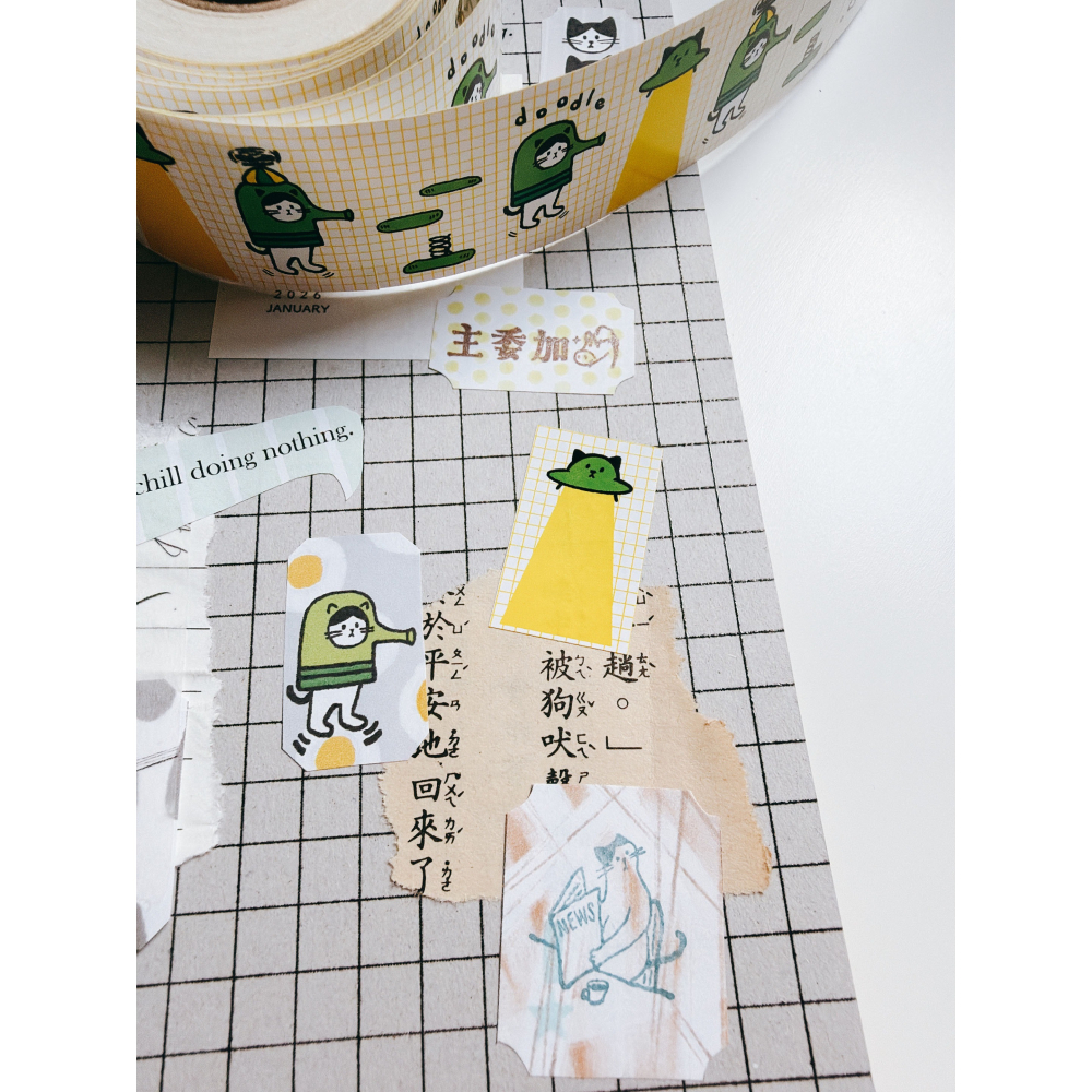 【印章&標籤卷】Daily Sam「塗鴉山姆」標籤貼紙卷 彩色木頭印章 文具小集新款【立夏手帳生活】-細節圖7