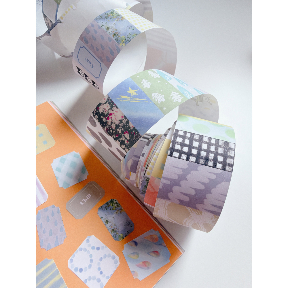 Doodles-小塗鴉- 割型模造貼紙卷 可書寫蓋印章 文具小集新款 立夏原創【立夏手帳生活】-細節圖4