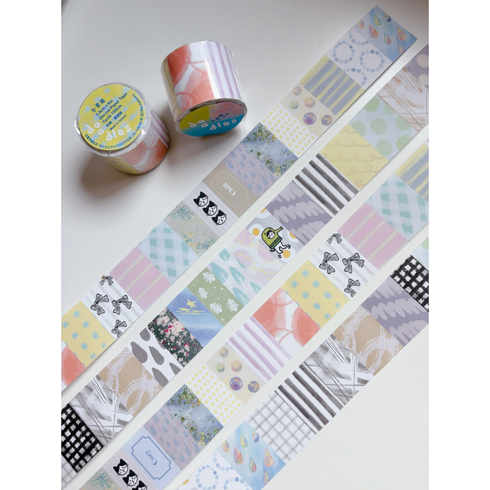 Doodles-小塗鴉- 割型模造貼紙卷 可書寫蓋印章 文具小集新款 立夏原創【立夏手帳生活】-細節圖7