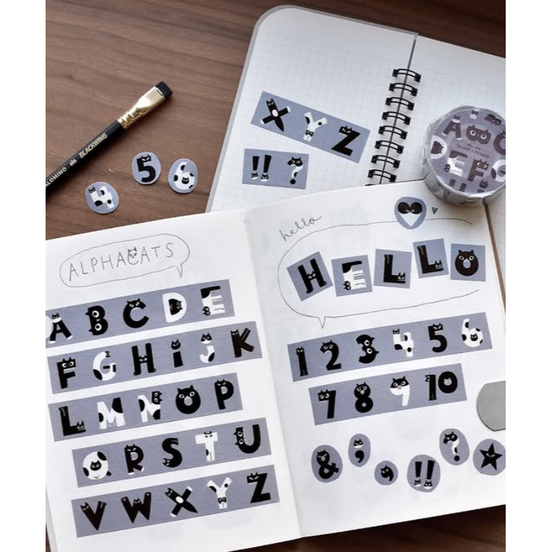 大芝麻小花生 ALPHAcats花貓字母亮面PET / ALPHAcats黑貓字母和紙膠帶【立夏手帳生活】-細節圖3