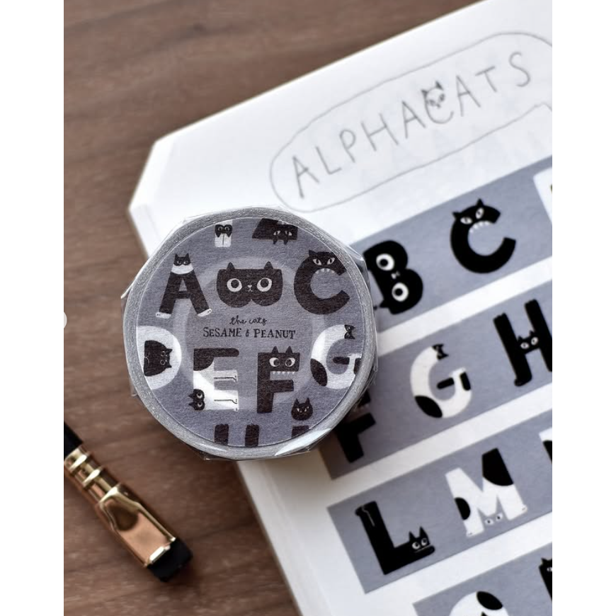 大芝麻小花生 ALPHAcats花貓字母亮面PET / ALPHAcats黑貓字母和紙膠帶【立夏手帳生活】-規格圖4