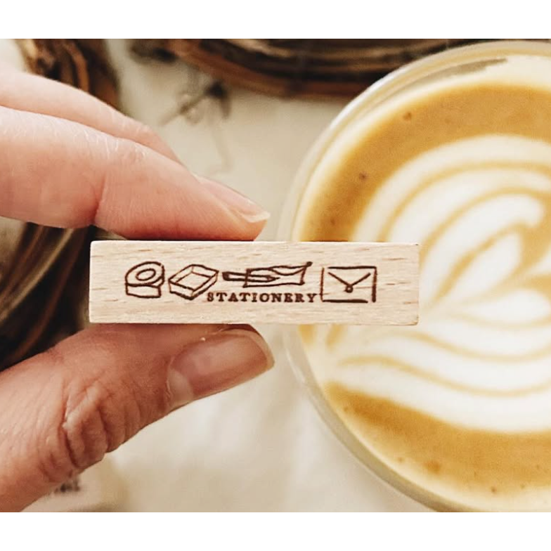 【文具小集新款】什物a kind of cafe「情人節組合/文具小串」手帳文字小章 天然實木印章【立夏手帳生活】-細節圖4