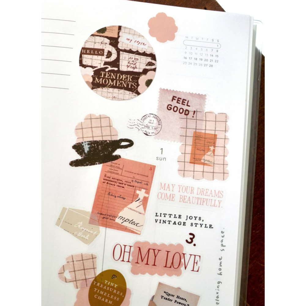 什物a kind of cafe 溫柔時刻Tender Moments 4cm亮面割型PET膠帶【立夏手帳生活】-細節圖2