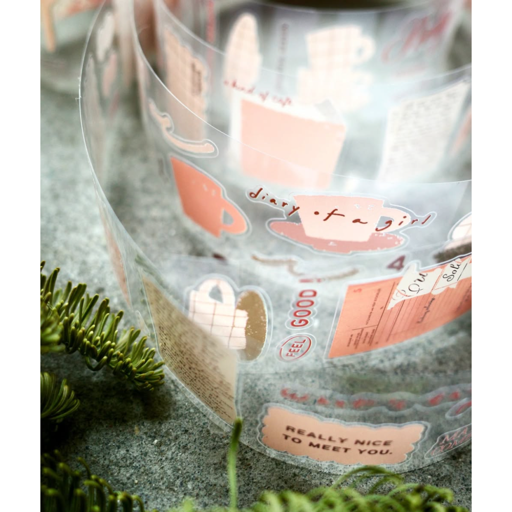 什物a kind of cafe 溫柔時刻Tender Moments 4cm亮面割型PET膠帶【立夏手帳生活】-細節圖4