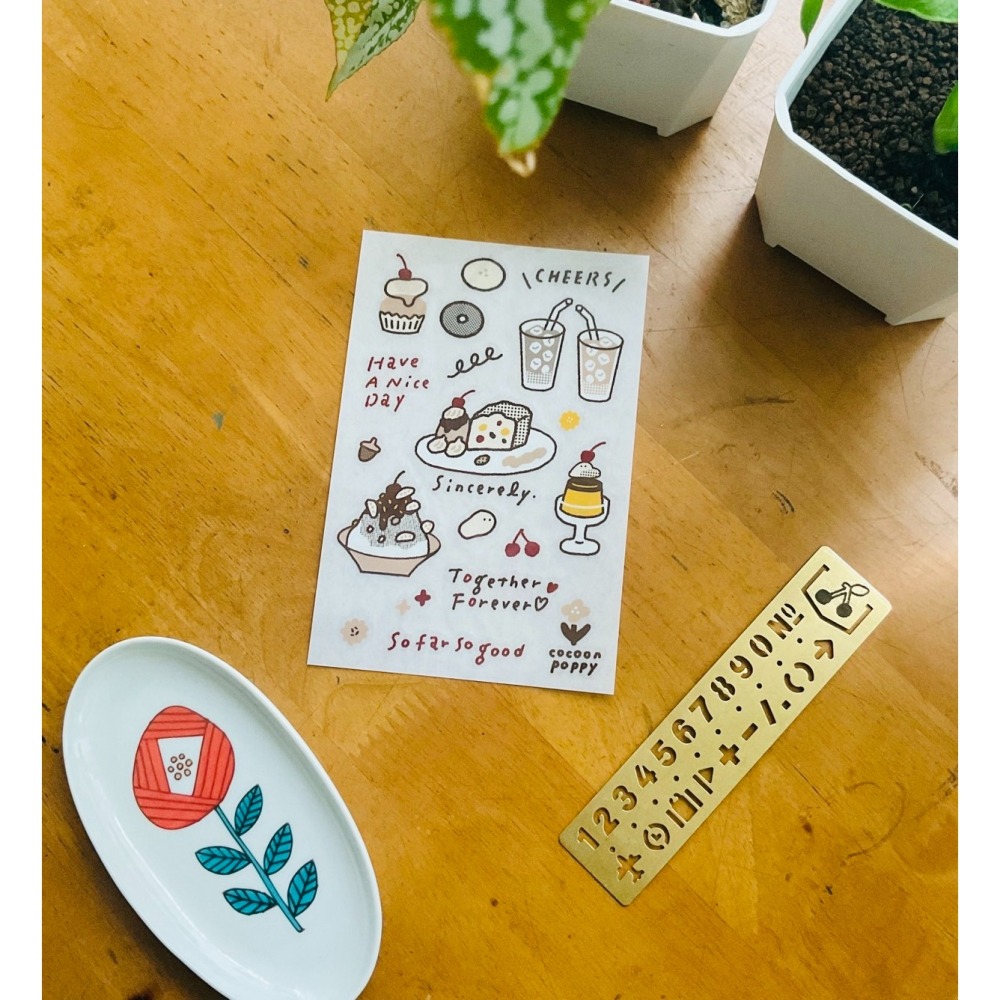 【3款】繭花「好運喫茶/花語日記/花園圖鑑」彩色轉印貼紙【立夏手帳生活】-細節圖2