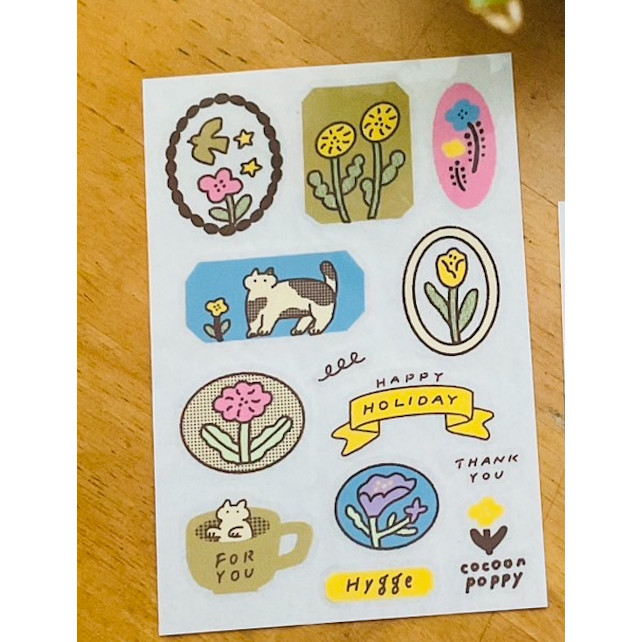 【3款】繭花「好運喫茶/花語日記/花園圖鑑」彩色轉印貼紙【立夏手帳生活】-規格圖2