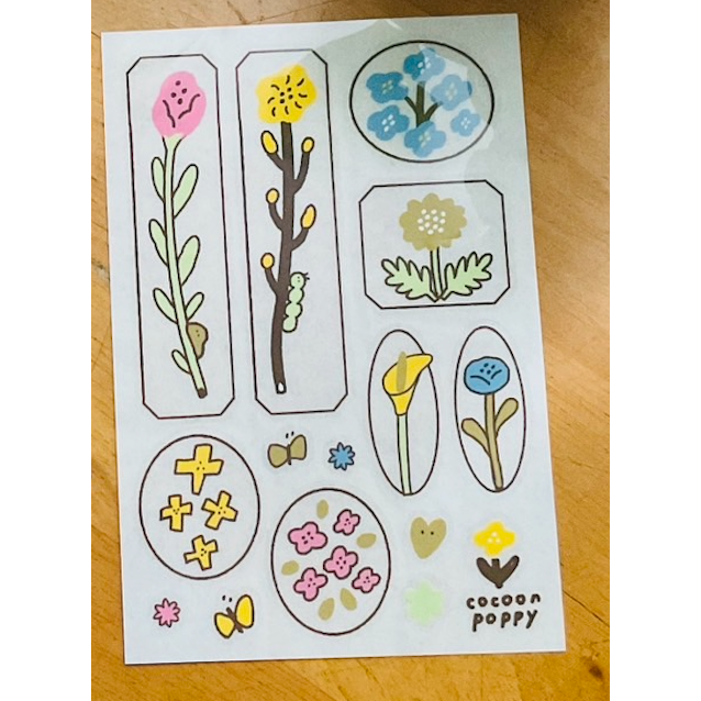 【3款】繭花「好運喫茶/花語日記/花園圖鑑」彩色轉印貼紙【立夏手帳生活】-規格圖2