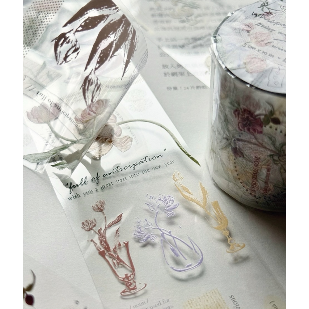 竹工凡花 冬季的呢喃祝福  亮面PET 膠帶【立夏手帳生活】-細節圖2