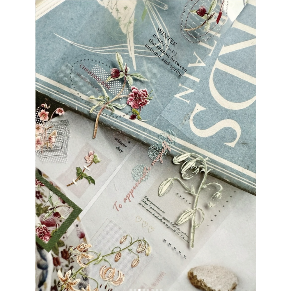 竹工凡花 冬季的呢喃祝福  亮面PET 膠帶【立夏手帳生活】-細節圖3