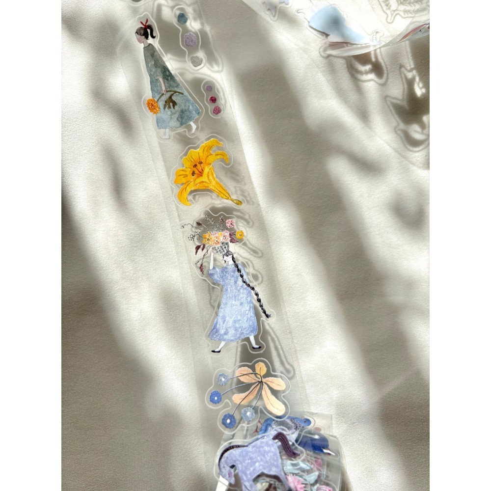 【改版3.5cm霧面PET】Pion 有花Blooming 3.5cm割型霧面PET膠帶【立夏手帳生活】-細節圖3