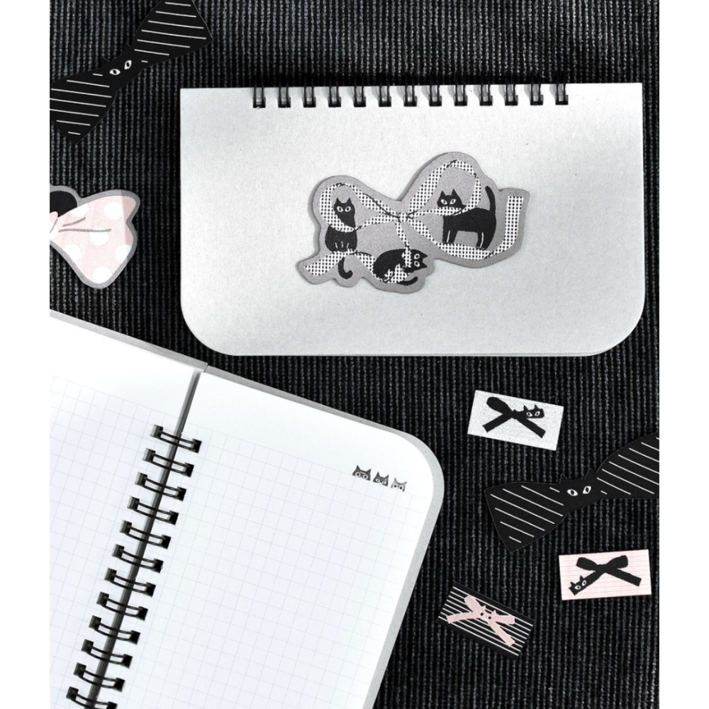【2種尺寸】大芝麻小花生 蝴蝶結貓貓布標 線圈筆記本【立夏手帳生活】-細節圖5