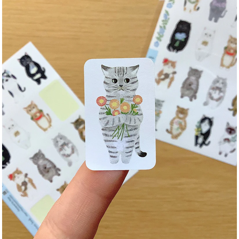 【2款】4legs 上質紙貼紙組 繪本裡的貓咪們 4 legs 貓咪 日本製【立夏手帳生活】-細節圖4