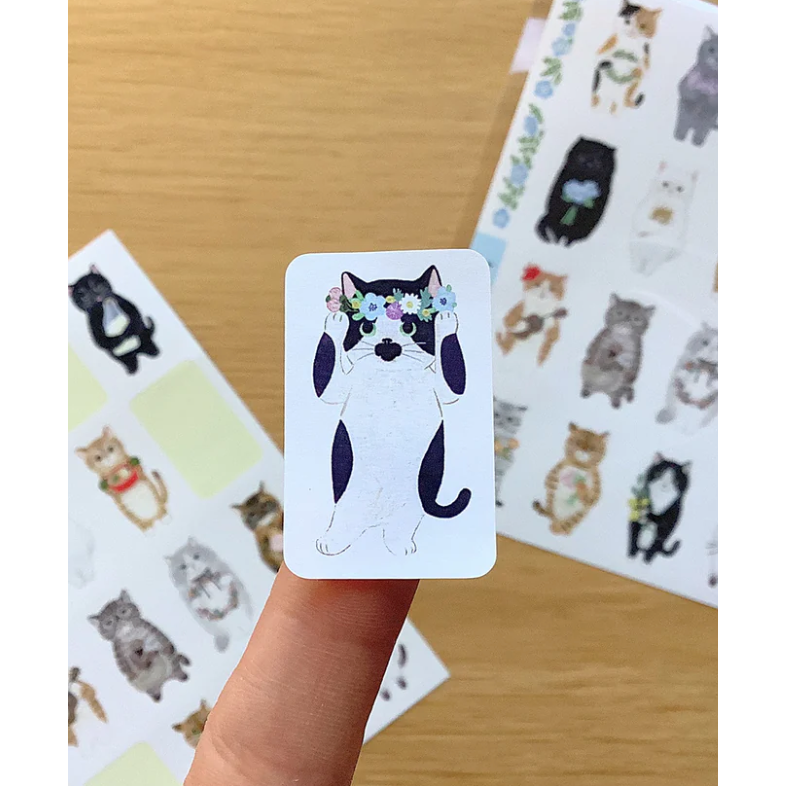 【2款】4legs 上質紙貼紙組 繪本裡的貓咪們 4 legs 貓咪 日本製【立夏手帳生活】-細節圖5