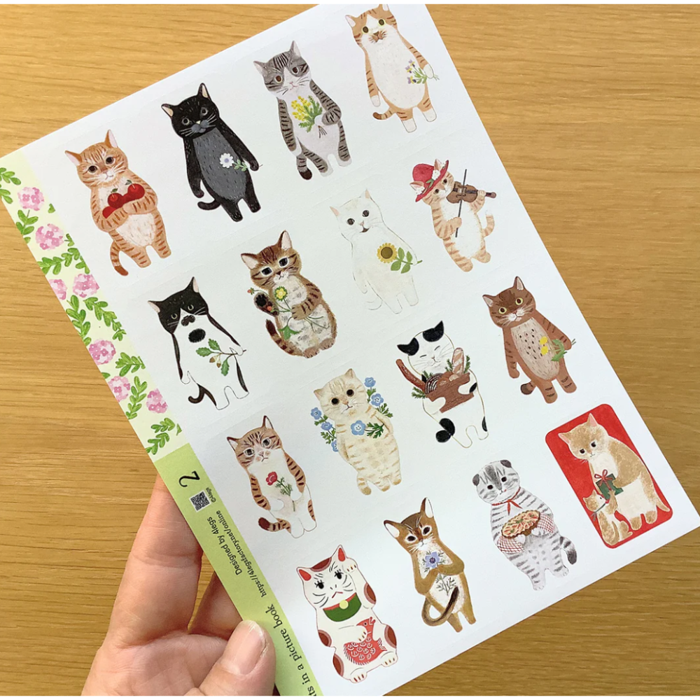【2款】4legs 上質紙貼紙組 繪本裡的貓咪們 4 legs 貓咪 日本製【立夏手帳生活】-細節圖6