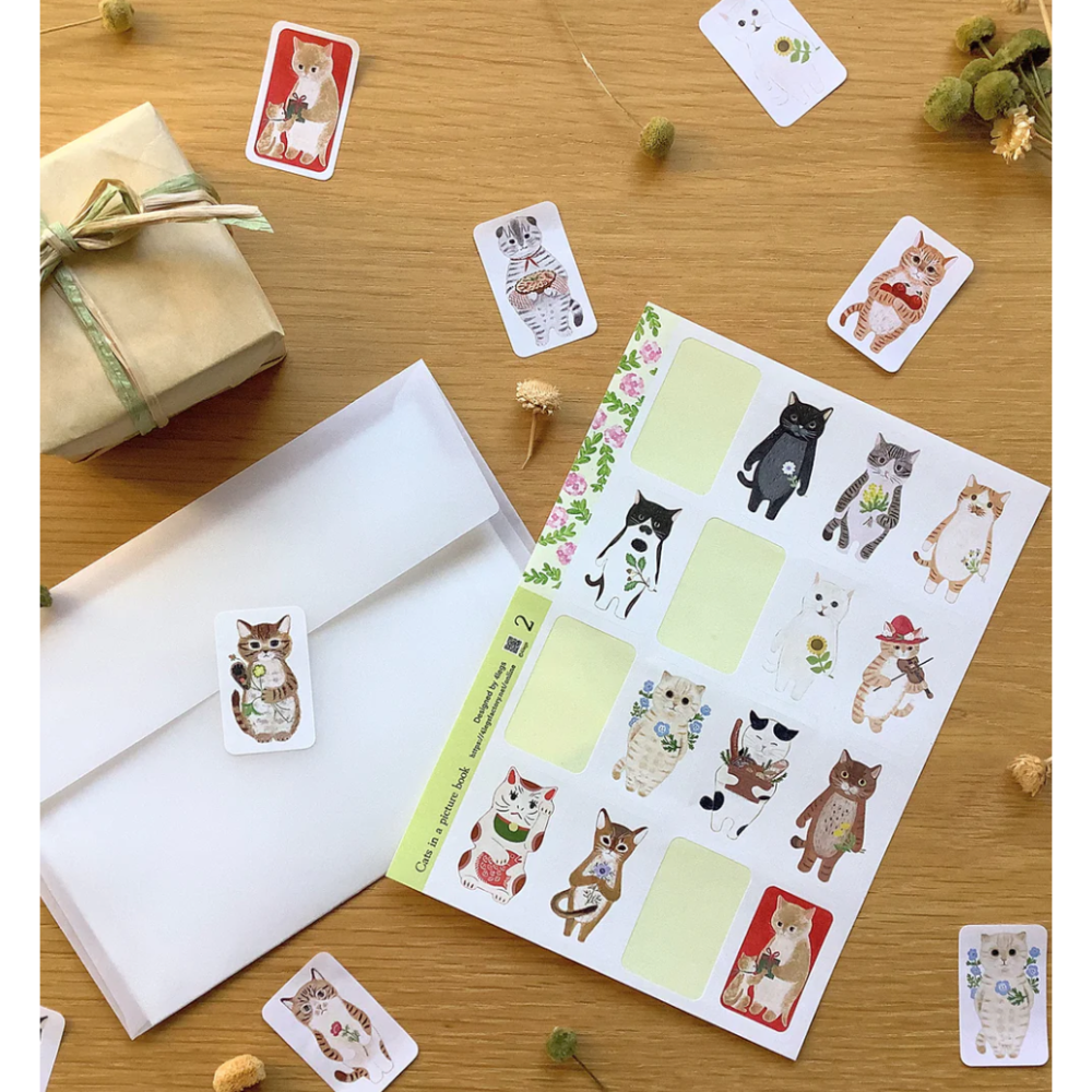 【2款】4legs 上質紙貼紙組 繪本裡的貓咪們 4 legs 貓咪 日本製【立夏手帳生活】-細節圖7