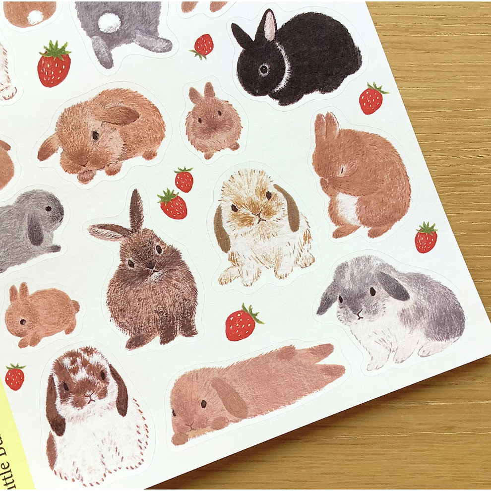 4legs 上質紙貼紙組 春天的兔兔款 4 legs 貓咪 日本製【立夏手帳生活】-細節圖2