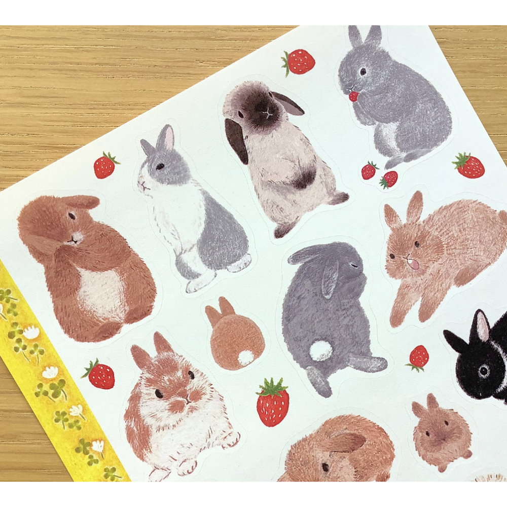 4legs 上質紙貼紙組 春天的兔兔款 4 legs 貓咪 日本製【立夏手帳生活】-細節圖3